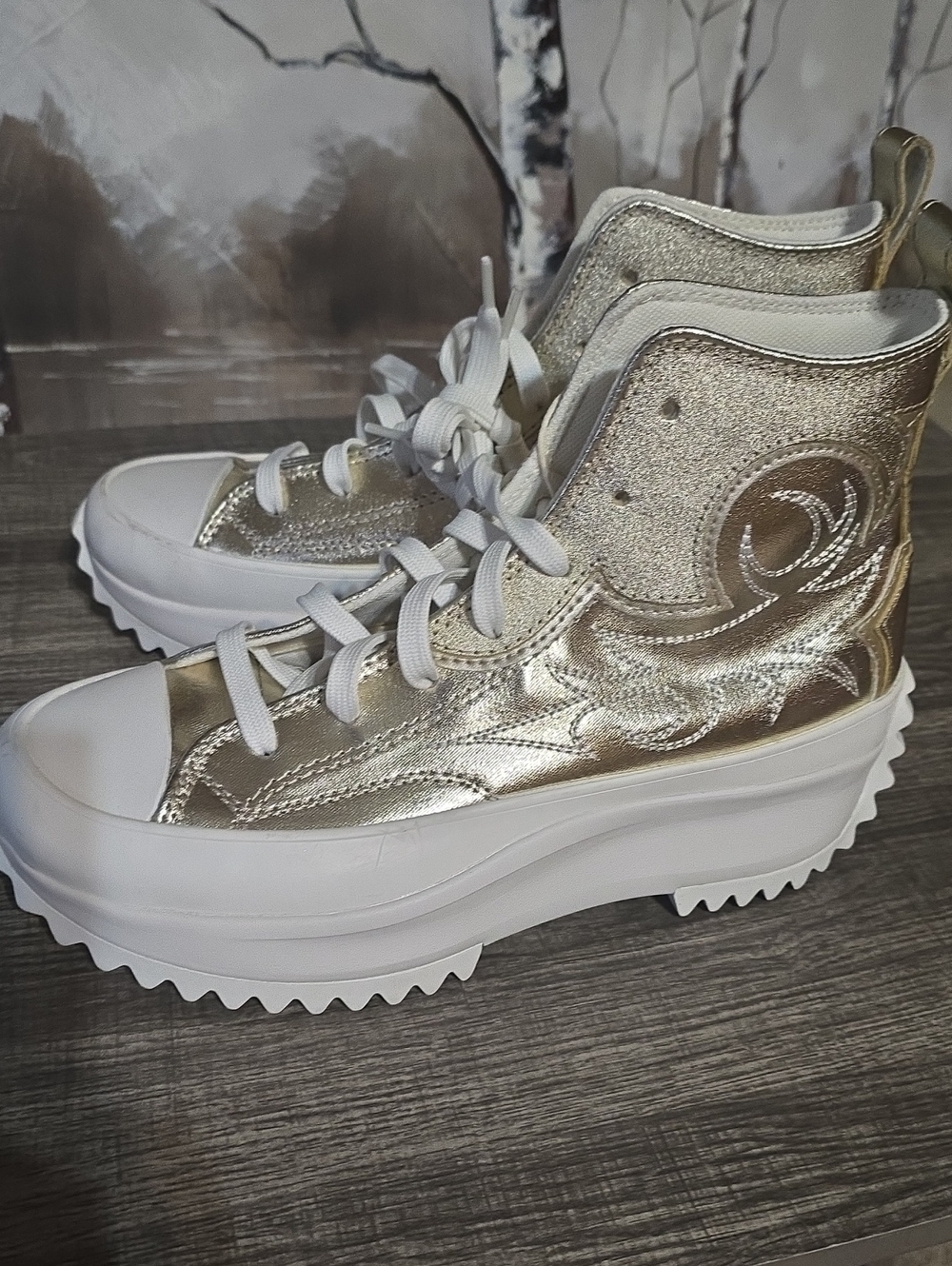 Converse Metallic Gold High-Top Platform Sneakers - Women's